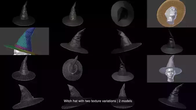 Witch hat with two texture variations