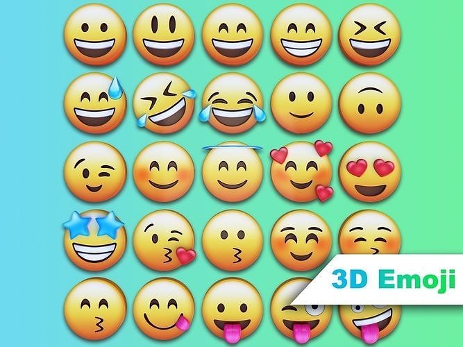 3D Emoji Set With 25 Emojis Low-poly 3D model