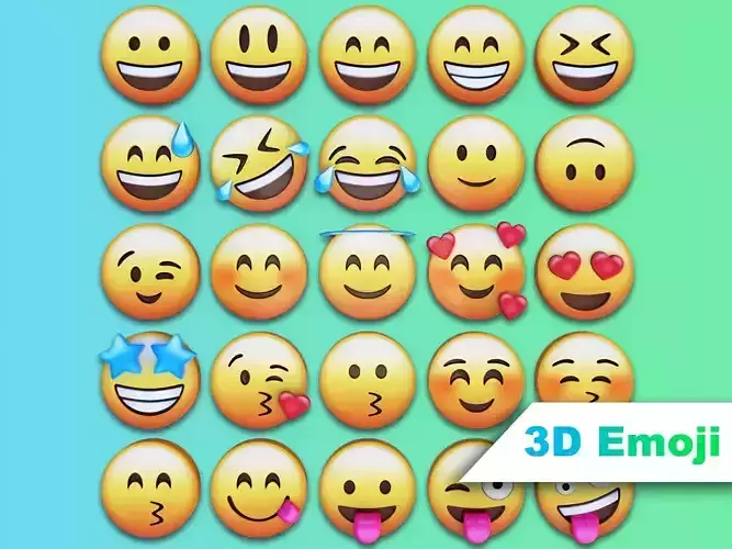 3D Emoji Set With 25 Emojis Low-poly 3D model