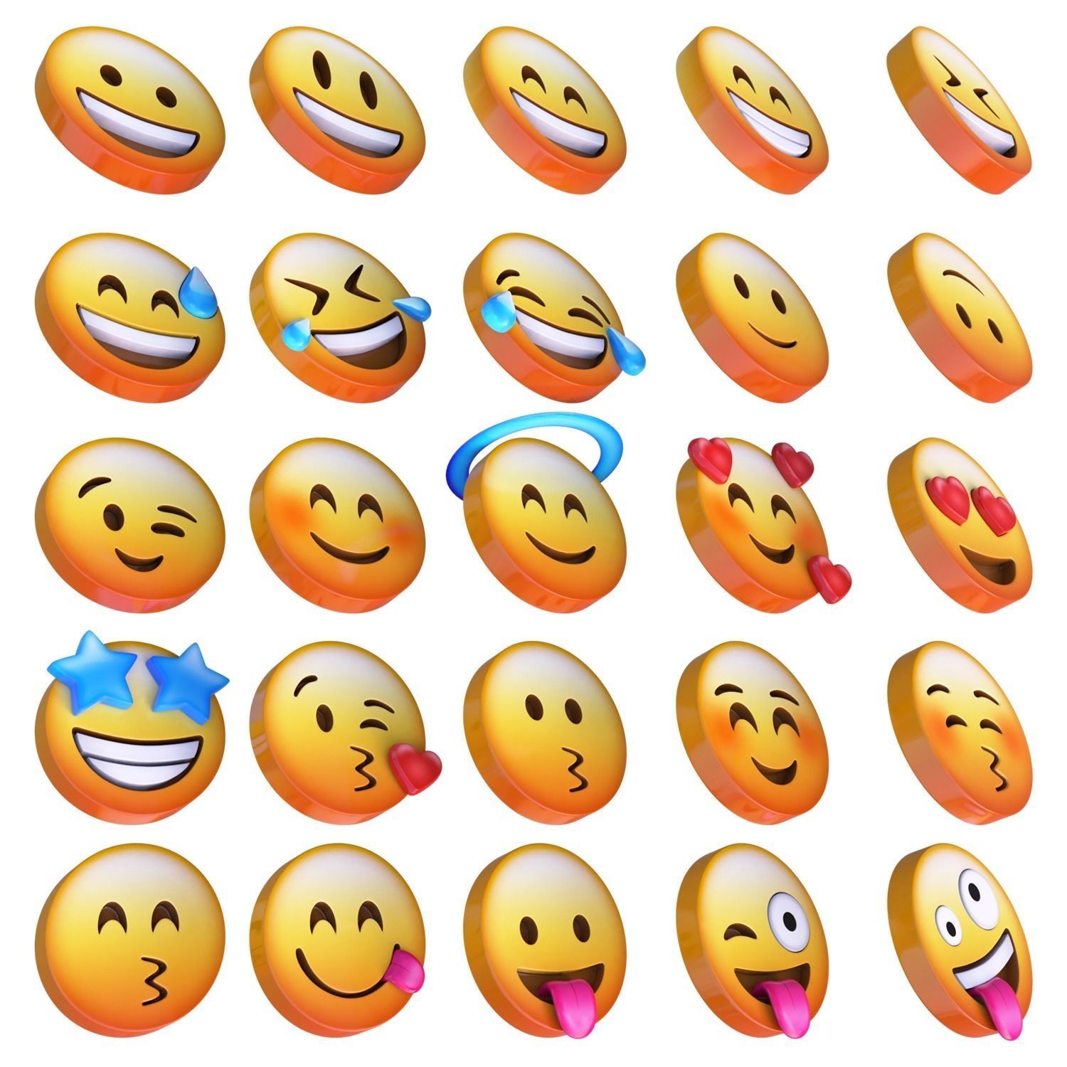 3D Emoji Set With 25 Emojis Low-poly 3D model_2