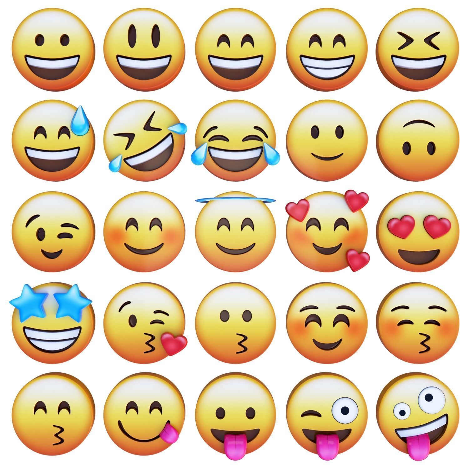 3D Emoji Set With 25 Emojis Low-poly 3D model_1