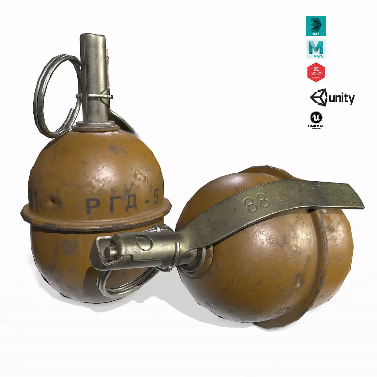 RGD-5 Grenade Low-poly 3D model_0