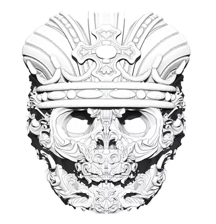 Crown King Skull Ring Detailed Jewelry 3D print model