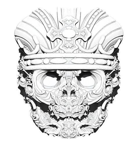 Crown King Skull Ring Detailed Jewelry 3D print model