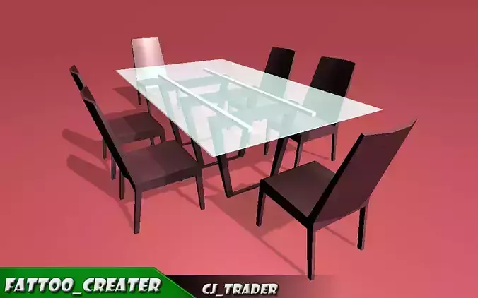 low poly dining table 3d model
