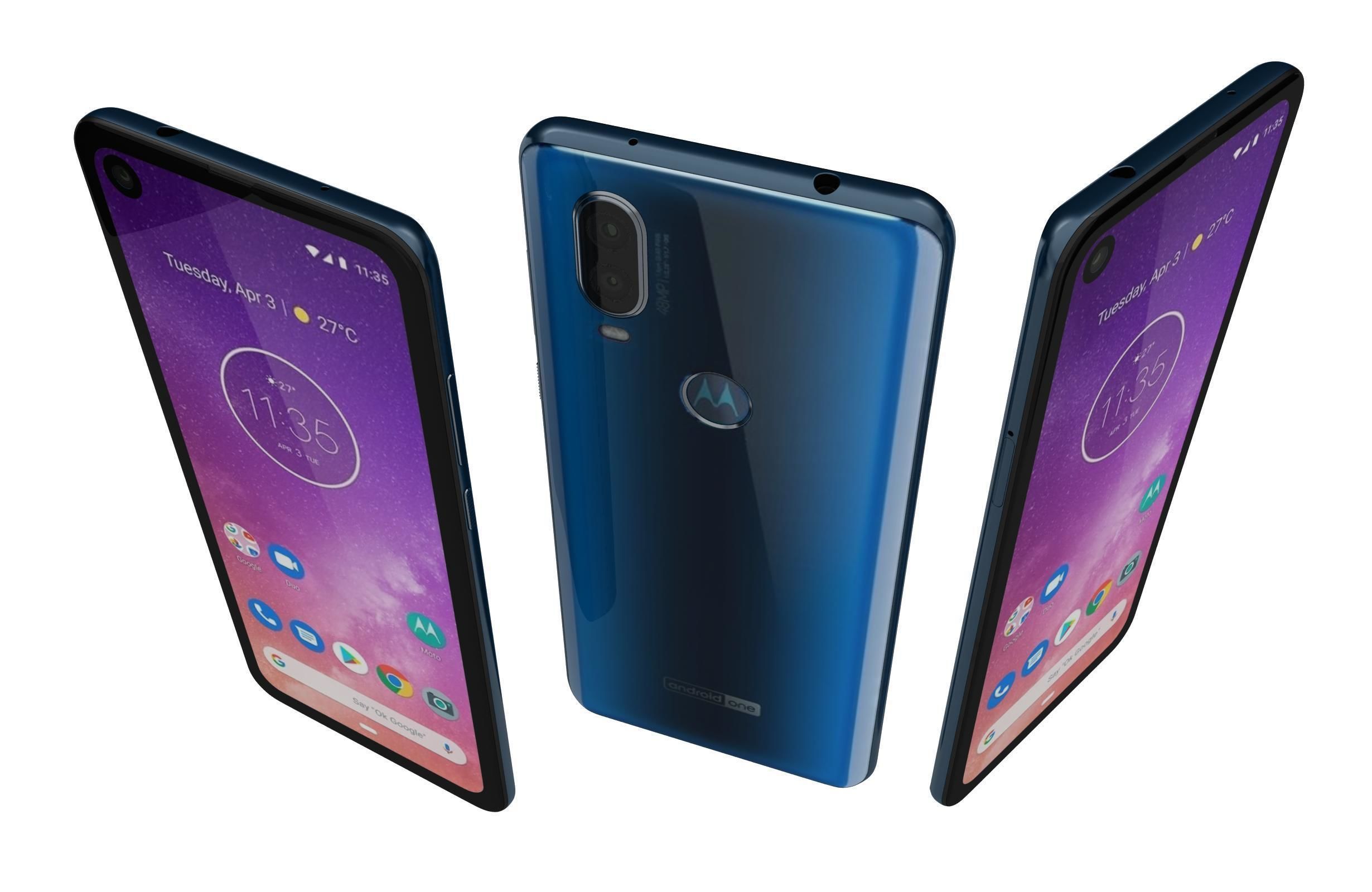 Motorola One Vision Sapphire gradient 3D model_2