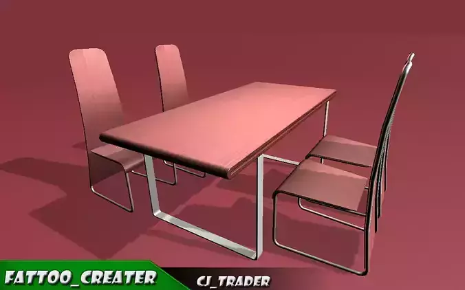 Modern Dining Table Low-Poly 3D Model