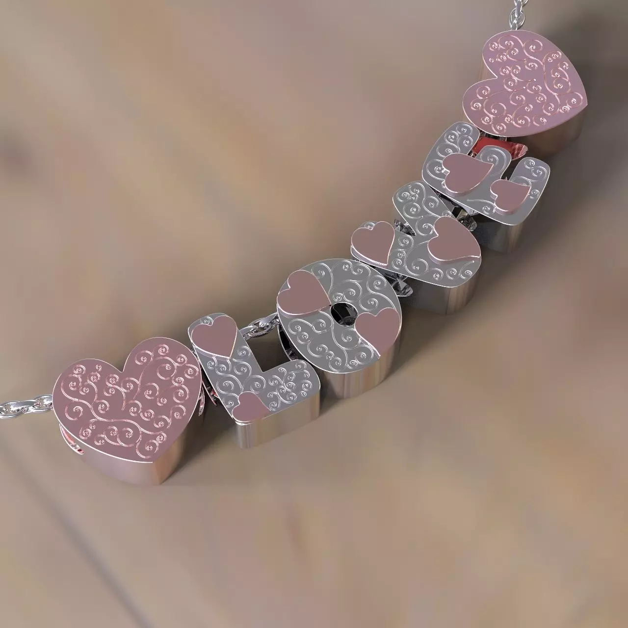 L O V E pendant love necklace 3D print model_0