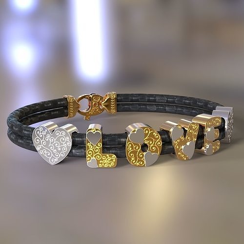 L O V E bracelet 3D print model