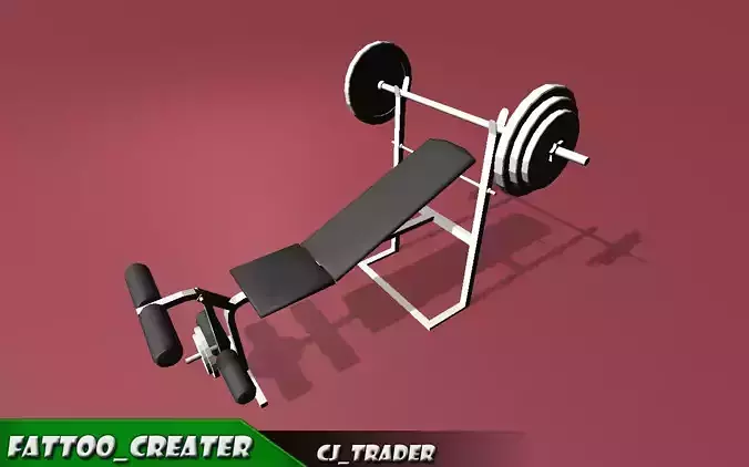 Chest Inclined Bench Gym Machine low poly