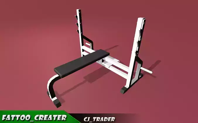 low poly Flat Weight Bench 3D model 