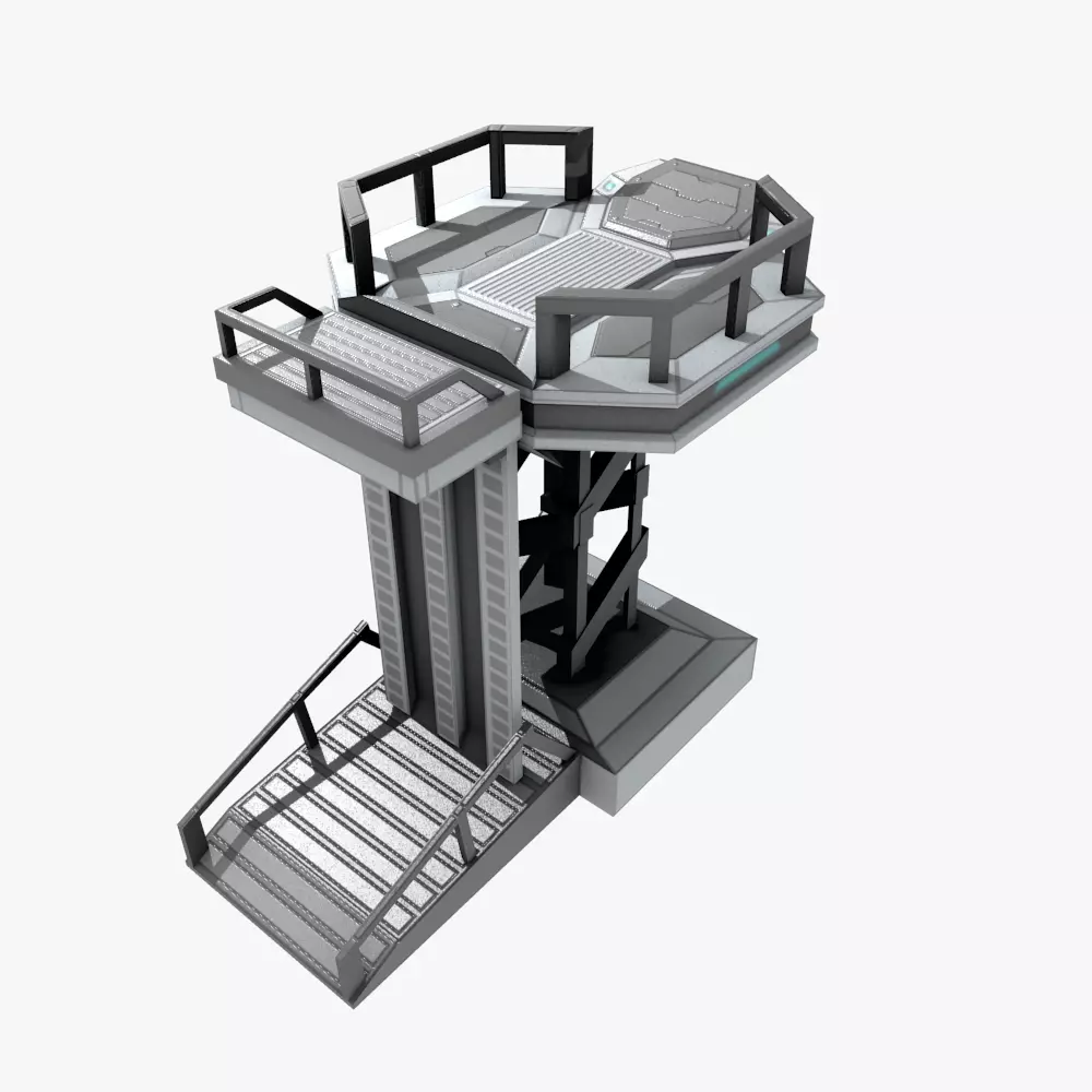 Low-poly Sci-fi Spaceship Base Low-poly 3D model_0