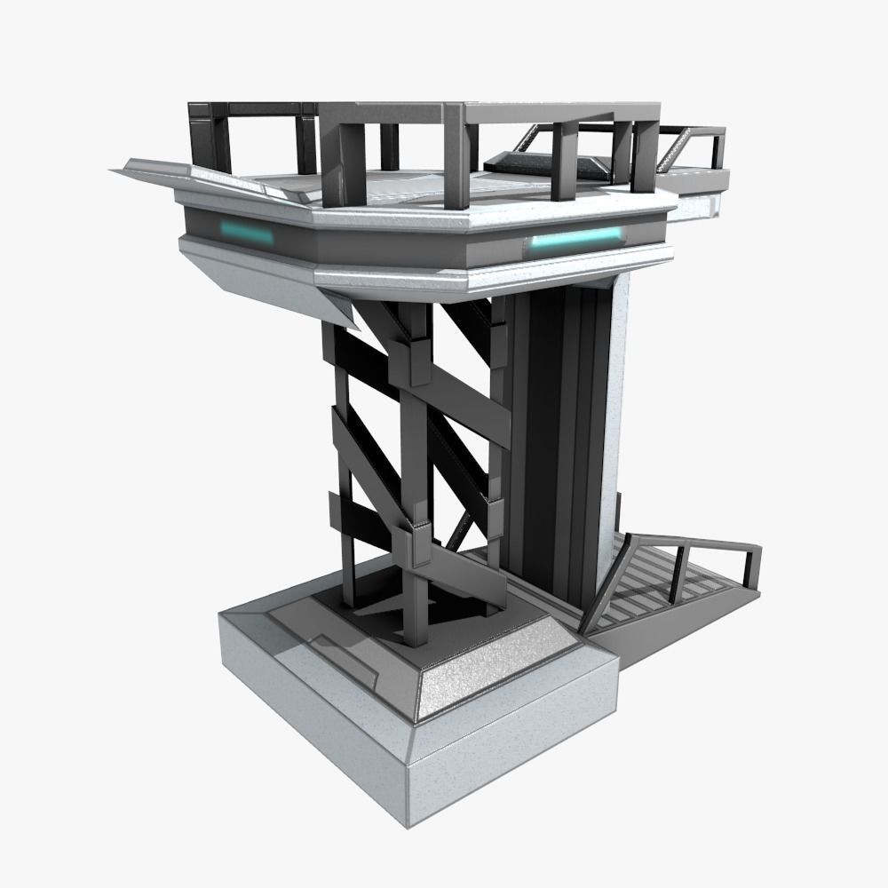 Low-poly Sci-fi Spaceship Base Low-poly 3D model_3
