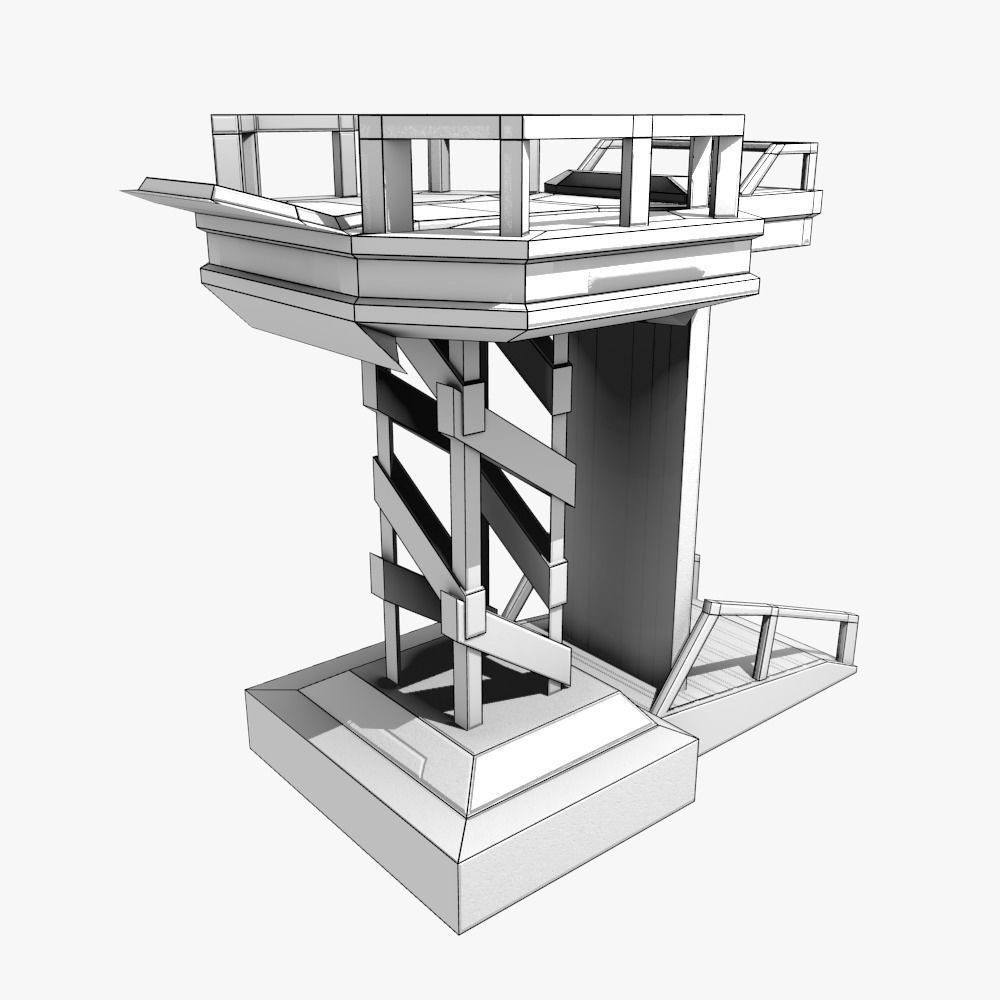 Low-poly Sci-fi Spaceship Base Low-poly 3D model_5