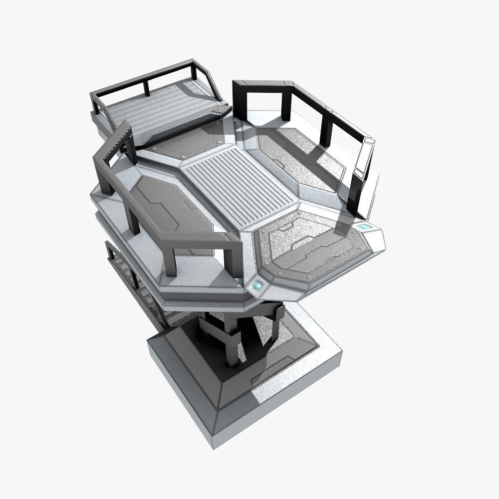 Low-poly Sci-fi Spaceship Base Low-poly 3D model_2