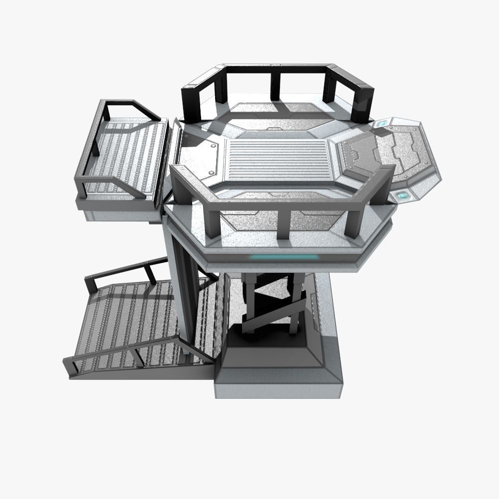 Low-poly Sci-fi Spaceship Base Low-poly 3D model_4