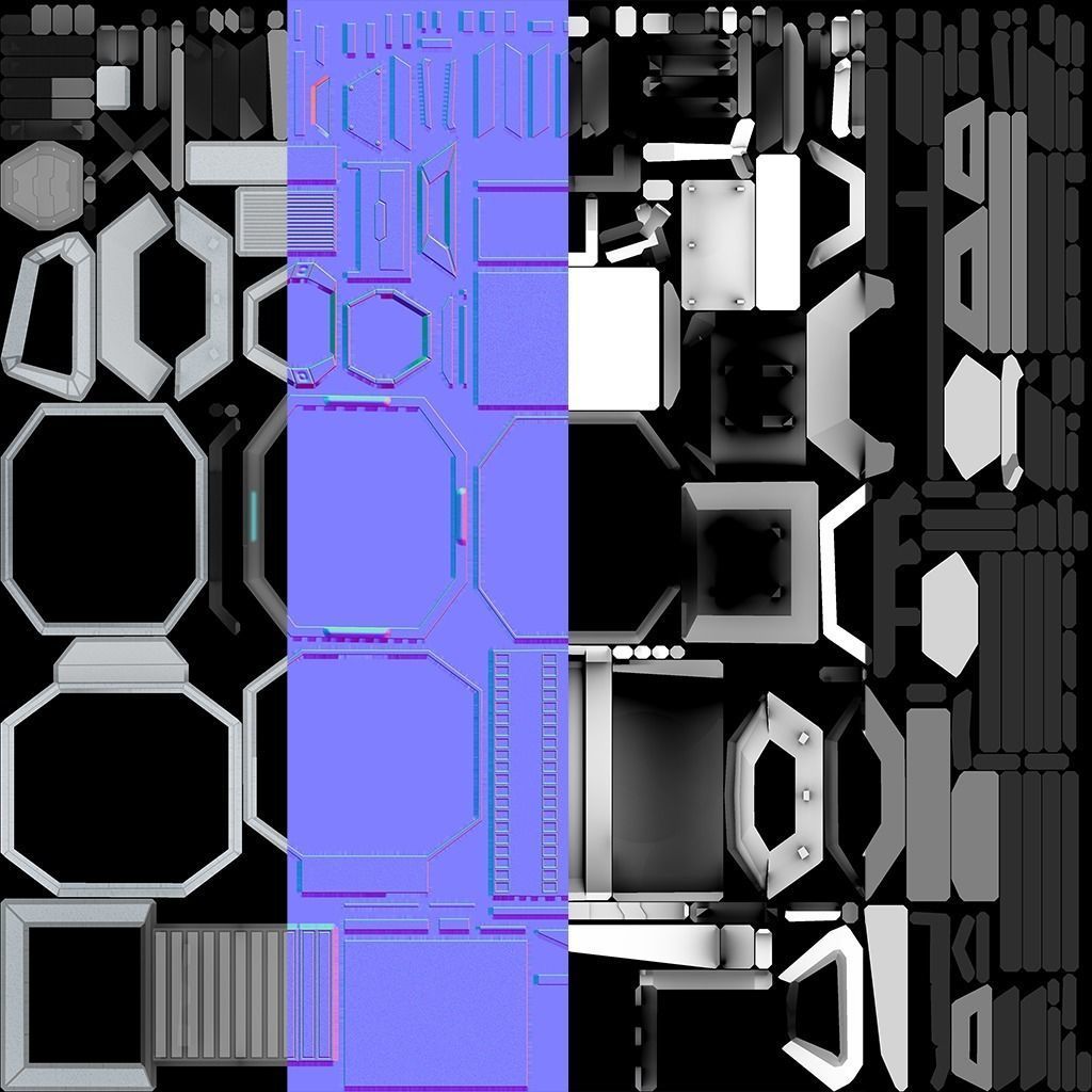 Low-poly Sci-fi Spaceship Base Low-poly 3D model_7