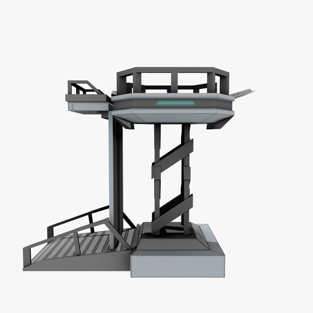 Low-poly Sci-fi Spaceship Base Low-poly 3D model_1