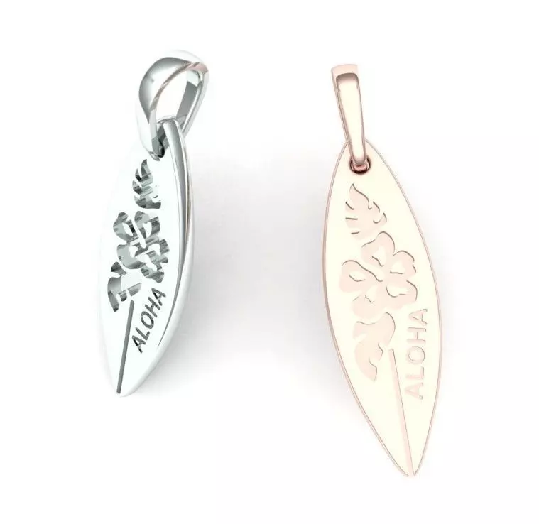 Ex-62 three silver and gold leaf pendants 3D print model_0