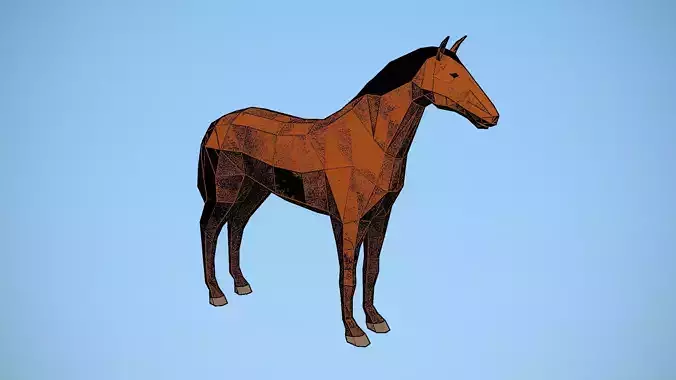 Lowpoly horse polygonal Low-poly 3D model