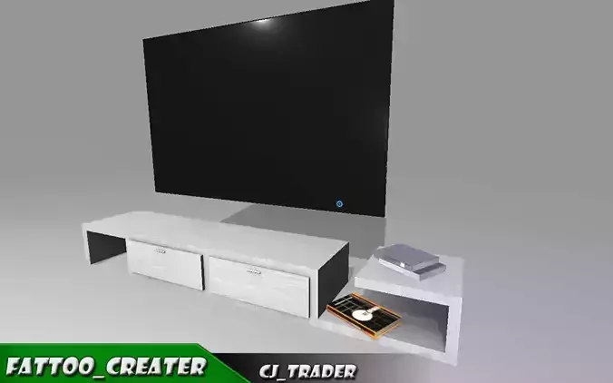 Living Room TV-Stand Low-poly 3D model