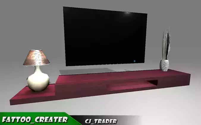 TV Table low poly furniture 3d model