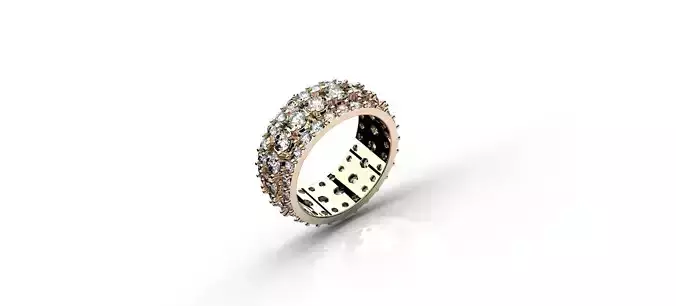 Mens triple Rail Diamonds Ring in 3 sizes