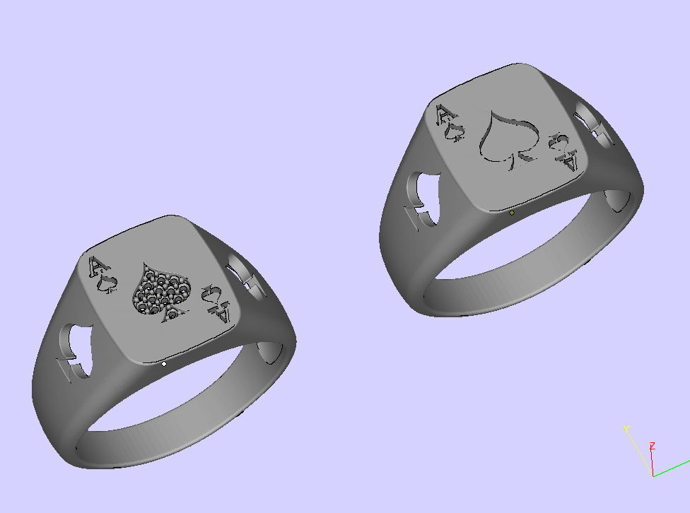 Ace Poker ring 3dmodel Enameled or with Diamonds 3D print model_10