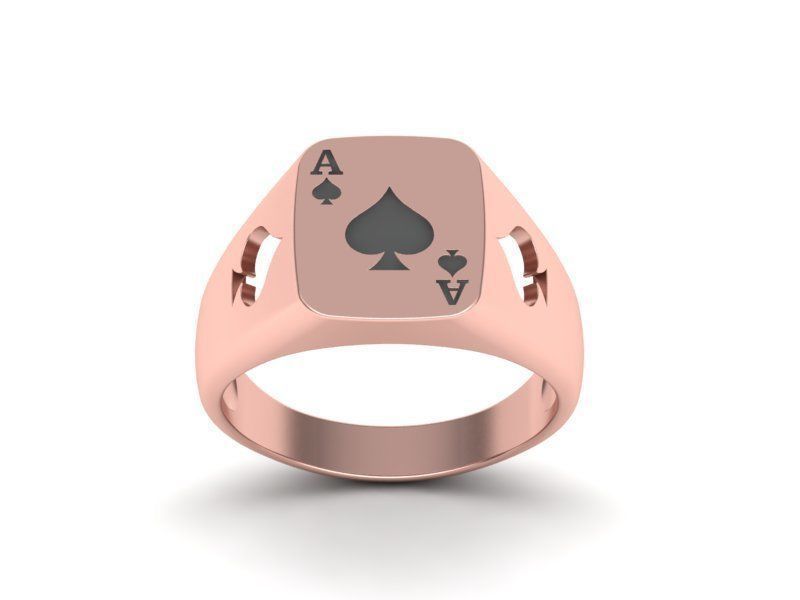 Ace Poker ring 3dmodel Enameled or with Diamonds 3D print model_9