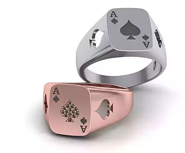Ace Poker ring 3dmodel Enameled or with Diamonds 3D print model