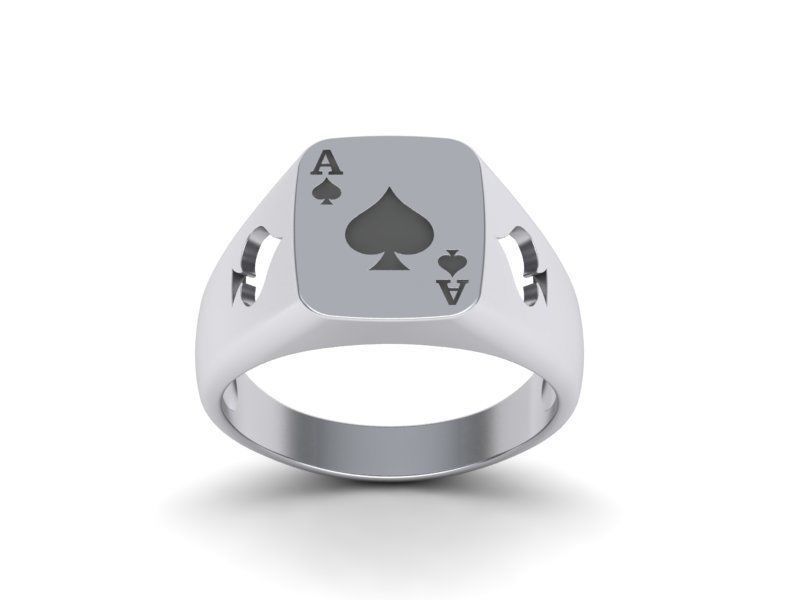 Ace Poker ring 3dmodel Enameled or with Diamonds 3D print model_7