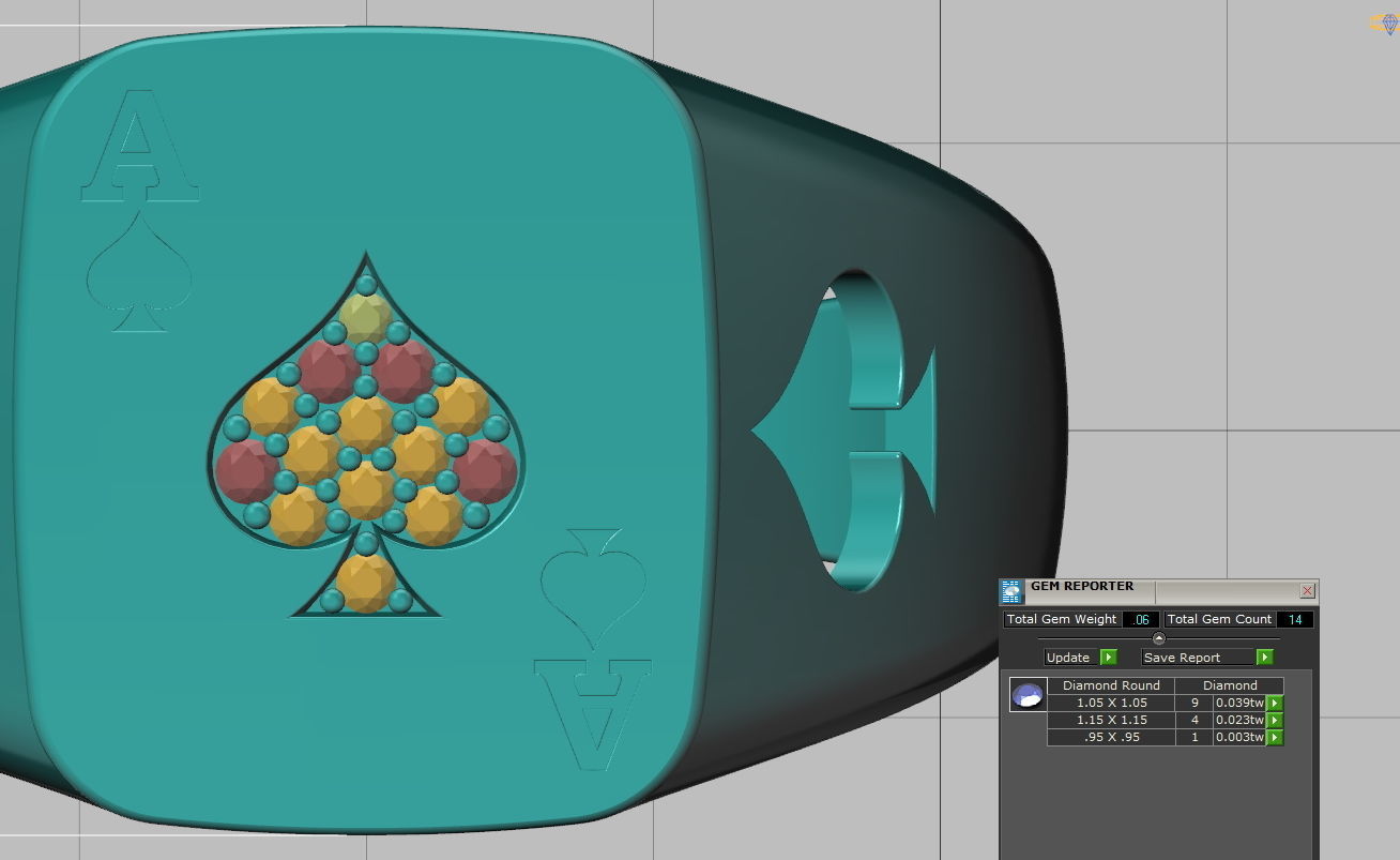 Ace Poker ring 3dmodel Enameled or with Diamonds 3D print model_11