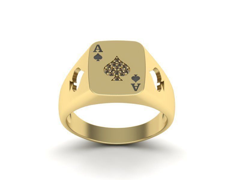 Ace Poker ring 3dmodel Enameled or with Diamonds 3D print model_5