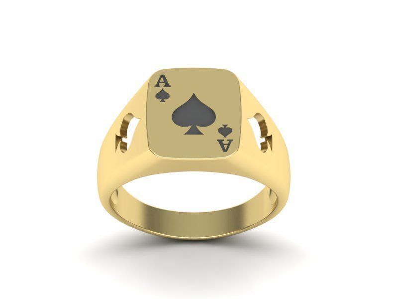 Ace Poker ring 3dmodel Enameled or with Diamonds 3D print model_8