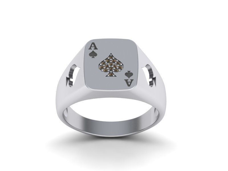 Ace Poker ring 3dmodel Enameled or with Diamonds 3D print model_4