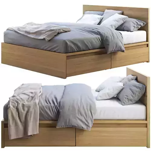 Malm bed 2 Ikea 3D model
