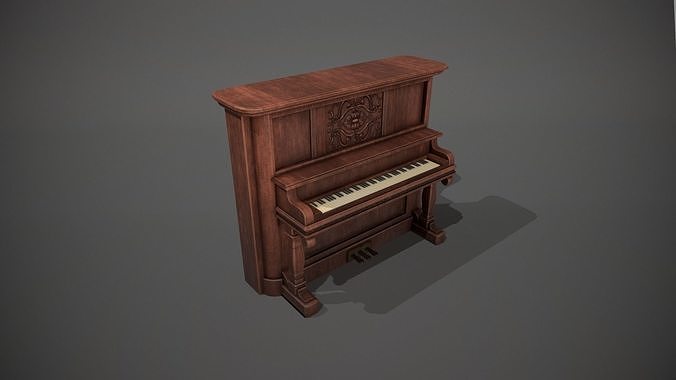 Old Fashioned Vintage Upright Saloon Piano Low-poly 3D model