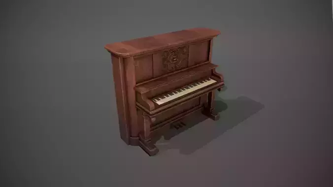 Old Fashioned Vintage Upright Saloon Piano Low-poly 3D model