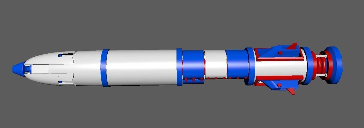 Rocket missile rigged maya 3D model_3