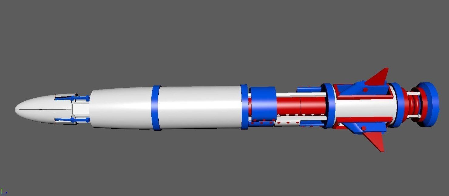 Rocket missile rigged maya 3D model_4