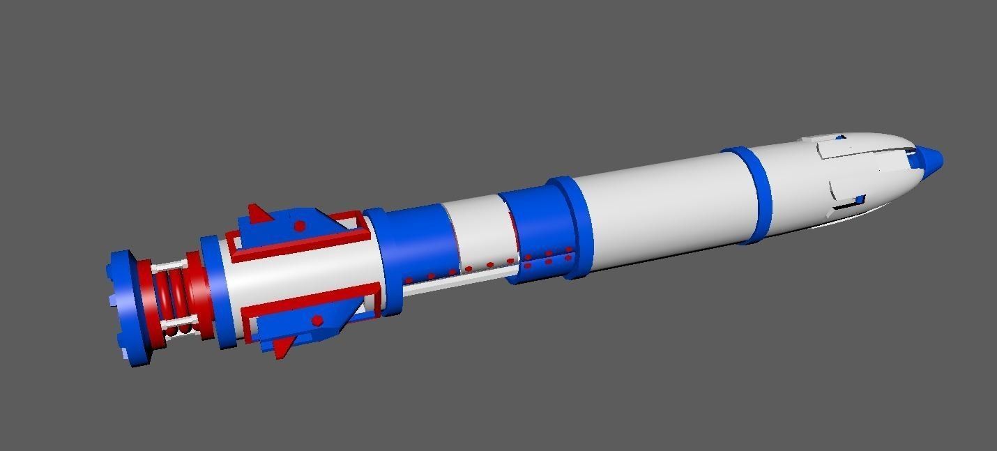 Rocket missile rigged maya 3D model_2