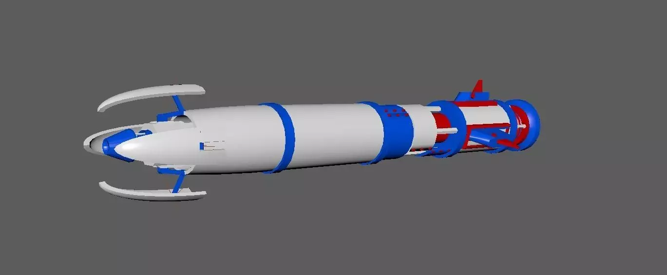 Rocket missile rigged maya 3D model_0
