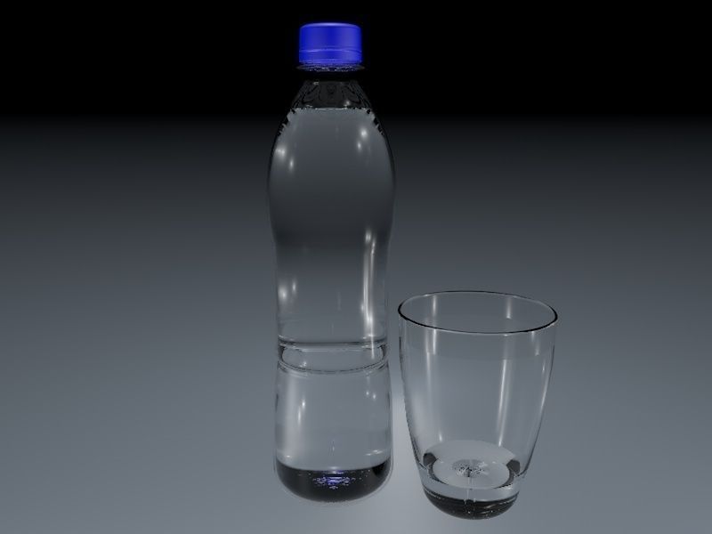 bottle and glass 3D model_1