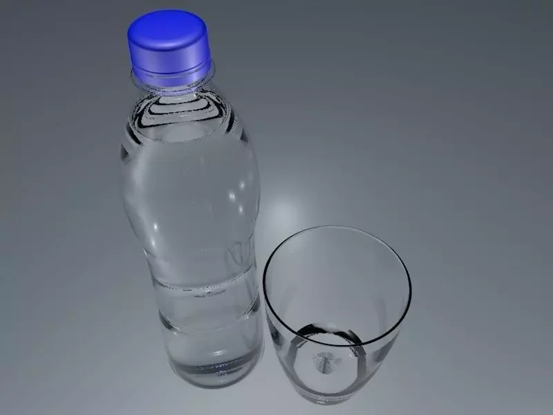bottle and glass 3D model_0