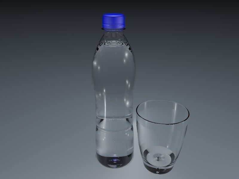 bottle and glass 3D model_2