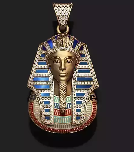 Pharaoh pendant with gems and enamel 3D print model