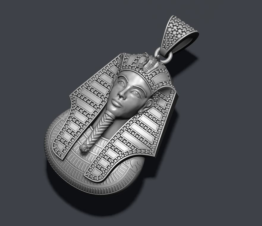 Pharaoh pendant with gems and enamel 3D print model_5