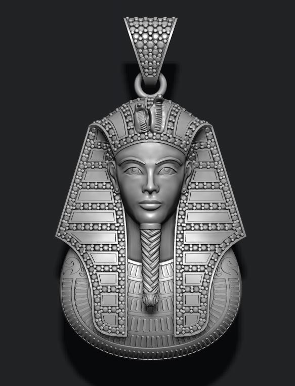 Pharaoh pendant with gems and enamel 3D print model_6
