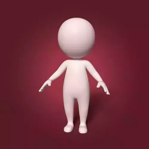 Cartoon White Man - Character - Fat Stickman Low-poly 3D model