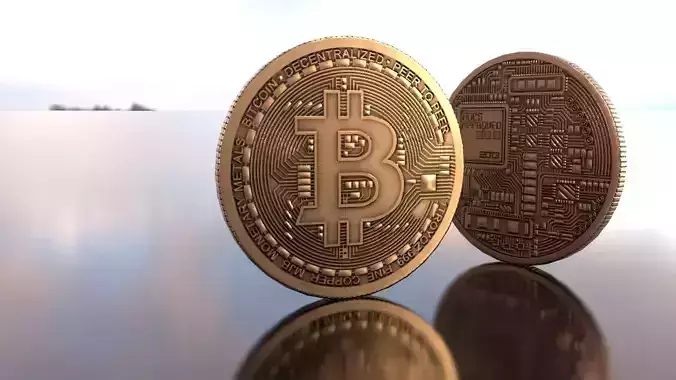 Bitcoin Lowpoly two bitcoins